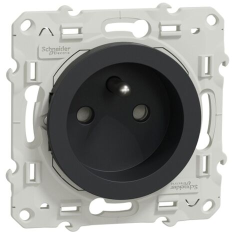 Schneider Electric – Prise de courant 2P+T encastrée anthracite 16 A – Indice de protection IP21D – Mécanisme à vis pour connexion sécurisée