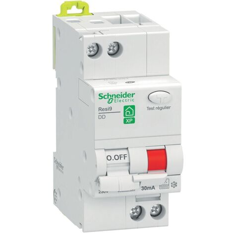 Schneider Electric – Disjoncteur différentiel 1P+N 20A 30mA – Courbe C – Tension 230V CA – Protection circuits sensibles – Installation rail DIN - resi9