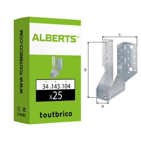 Sabot de solive aile extérieure - Pour poutre de 34 mm - Alberts