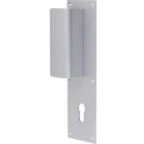 Duval Bilcocq – Poignée de porte d'entrée à cylindre en aluminium anodisé argent – Plaque rectangulaire 250x70mm – Saillie 36,5mm – Clé I européen