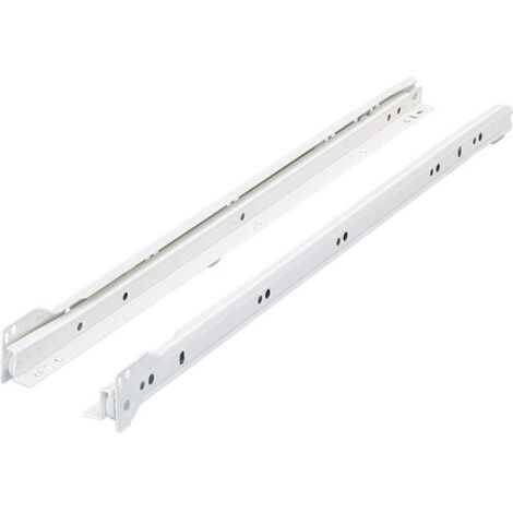 Hettich – Coulisses à galets pour tiroir – Longueur 600 mm – Charge 25 kg – Montage en applique – Acier – Retour automatique intégré - FR402