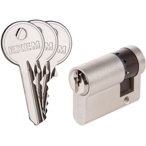 Demi cylindre 5G - Exem - Laiton nickelé - S'entrouvrant avec clé NuméroKCB006505 - 30 x 10 mm (1/4)