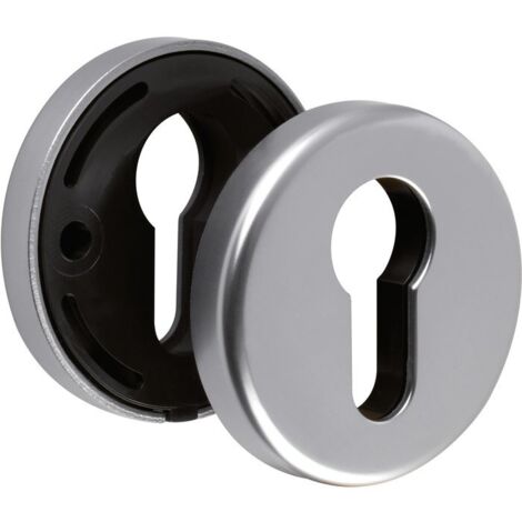 Hoppe – Rosace ronde 53mm en aluminium – Finition inox – Clé I pour béquilles doubles Cortina et Verona – Installation à vis (1/7)