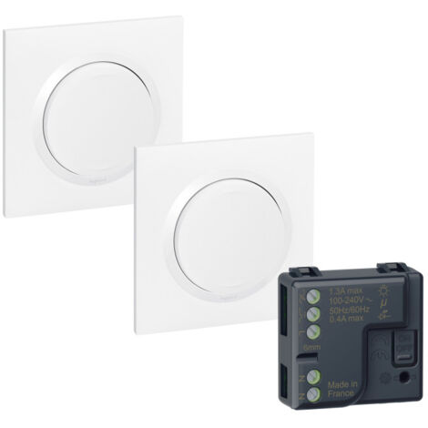 Legrand – Kit prêt-à-poser connectable – 2 commandes sans fil – Auto-alimenté – 1 micromodule lumineux blanc – Étanchéité IP65