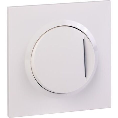 Dooxie Poussoir simple avec voyant lumineux dooxie one 6A 250V livré avec plaque carrée blanche et griffes