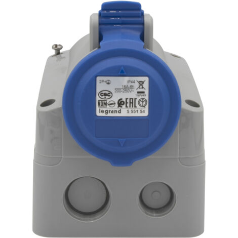 Prise saillie fixe P17 IP44 16A de 200V à 250V 2P+T LEGRAND 555154