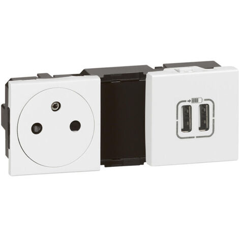 Legrand – Prise de courant 2P+T avec 2 ports USB 15W – Intensité 16A – Connexion bornes automatiques – Installation en boîte d'encastrement - 2xUSB (1/5)