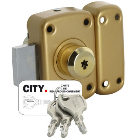 Verrou double entrée 4116 G.B CAVITH – Cylindre Ø 29 mm – Longueur 45 mm – 3 clés sécurisées – Gâche bois - e4116
