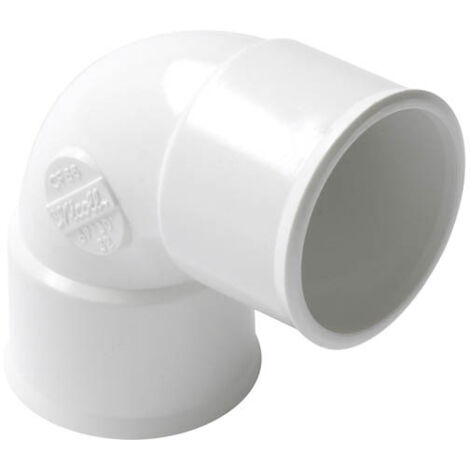 Nicoll – Coude sanitaire PVC simple ff 87°30 Ø32 blanc – Raccord femelle-femelle – Classement feu NF-M1 – Pour évacuations apparentes