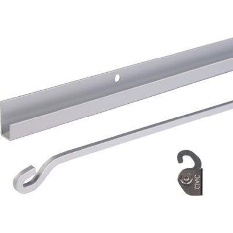 Kit 1 rail 2m + 2 tiges 1,5m + 4 crochets alu argent - DUVAL - 43-0102-4120 (1/5)