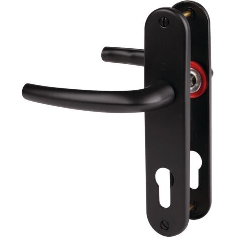Hoppe – Poignée de porte d'entrée sur plaque longue 165 mm – Aluminium noir mat – Entraxe 70 mm – Compatible portes 40-46 mm – 11719965