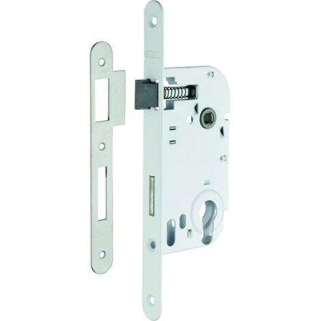 Serrure monopoint encastrée 50mm – Entraxe 70mm – Pêne dormant réversible – Acier laqué blanc – Pour portes sécurisées - axe50
