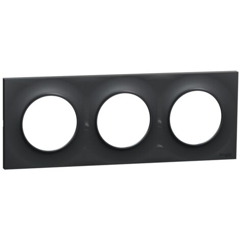 Schneider Electric – Plaque finition anthracite pour 3 mécanismes – Plastique ABS anti-UV – Installation rapide par clipsage – Compatible gamme Odace
