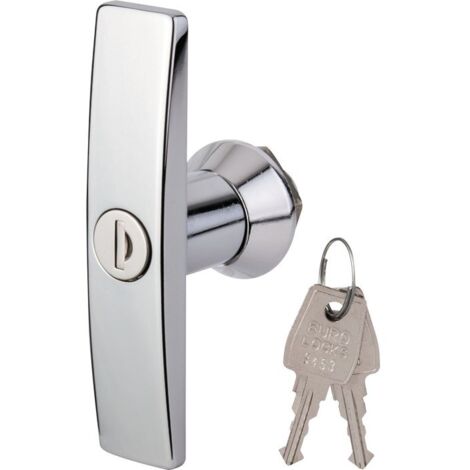 Poignée à condamnation F751 – Finition nickelée – Dimensions 70 x 35 x 111 mm – 2 clés incluses – Compatible avec divers mécanismes – Grappin Annat (1/3)