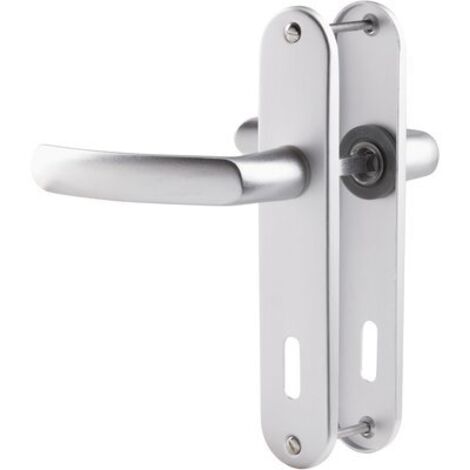 Vachette – Poignée de porte coulissante en aluminium anodisé gris argent – Entraxe 165 mm – Clé L pour portes de 40 mm d'épaisseur