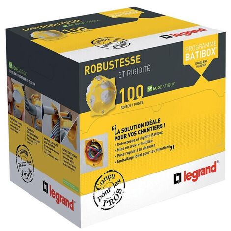 Legrand – Distributeur de 100 boîtes Ecobatibox profondeur 40mm – 1 poste – Installation horizontale/verticale – Étanchéité renforcée – 80012 (1/4)