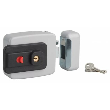 Thirard – Serrure électrique à bouton poussoir 50 mm – Cylindre réversible – Tension 12V AC-DC – 3 clés nickelées – Gâche en acier incluse (1/2)