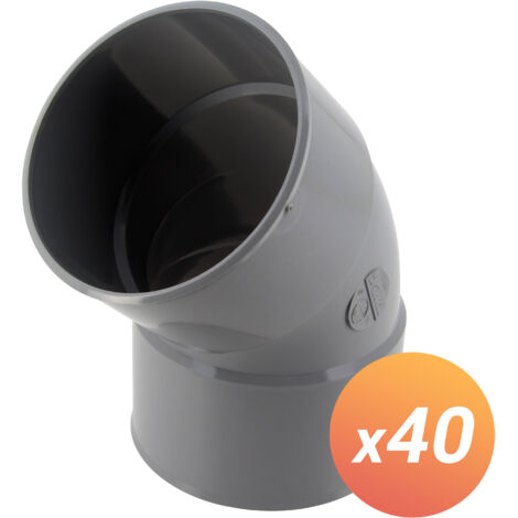 Raccord PVC gris coudé 45 degrés - FF Diamètre 100 mm - Double emboîture - Nicoll