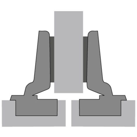 Charnière HETTICH 110° Intermat 9943 en semi-applique - Base 3 mm - TH 42 x 5,5mm - À visser - 48051