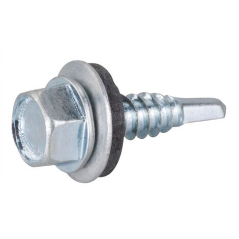 Vis tôle - Rifix - Autoperceuse - Tête hexagonale - Avec rondelle et joint néoprène - Acier zingué - 6,3 x 80 mm - Boîte de 100