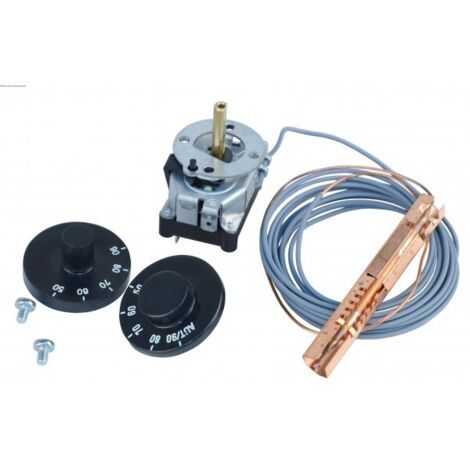 Régulateur de température 90°C – Aquastat pour chaudière – Acier et ABS – Plage de réglage 50-90°C – Câble de connexion inclus – Buderus (1/5)