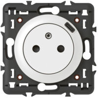 Legrand – Prise de courant forte avec chargeur USB Type-C blanc – Mode de pose électricité – Pour installation murale – Compatible avec appareils modernes