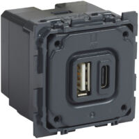 Legrand – Prise double USB 3000 mA Type A – Type C – 2 ports – Prise de courant complète pour installation électrique