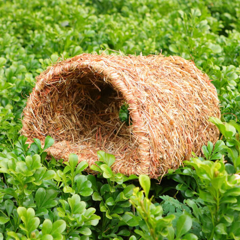 Handmade straw woven pet bed, aisle bed for cats, rabbits, and hamsters, rustic style bed (1/5)