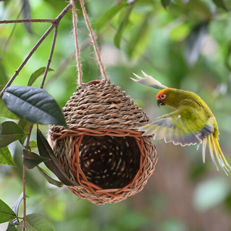 New handmade woven straw mat with rope cover, new bird nest craft, outdoor garden and courtyard decoration, hanging ornament. (1/5)