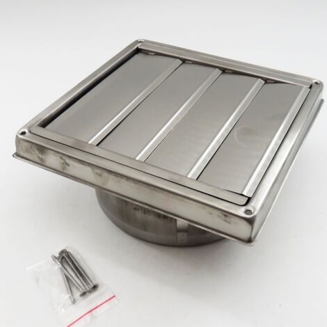 Chapeau de ventilation en acier inoxydable 304, sortie d'air carrée mobile, 150 mm, chapeau de ventilation mural extérieur en acier inoxydable. (1/5)