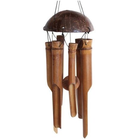 Carillons éoliens en bambou et noix de coco naturelle, carillons éoliens en bambou et bois, décorations suspendues champêtres, décorations de porte, artisanat en bambou et bois, cadeaux (1/5)