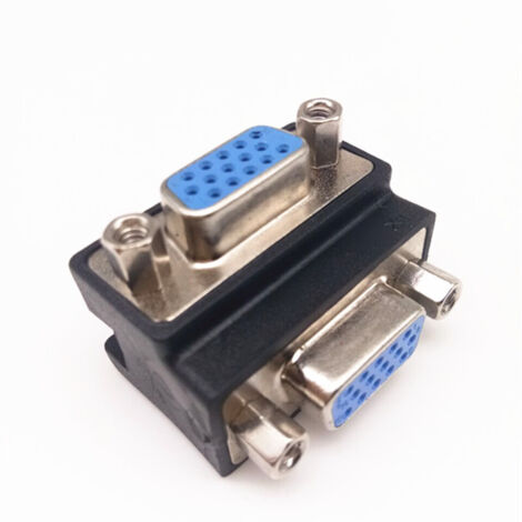 Adaptateur VGA, coude VGA à 90 degrés, femelle vers femelle, ordinateur, TV, projecteur, convertisseur VGA, 15 broches vers 15 broches. (1/5)