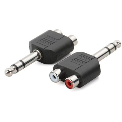 Adaptateur mâle 6,35 mm vers 2 RCA femelle, connecteur audio 6,5 mm vers double RCA pour mélangeur/amplificateur et haut-parleur. (1/5)