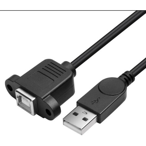 Câble d'imprimante USB mâle-femelle avec trous de vis pour la fixation du câble A mâle au câble B femelle. (1/5)