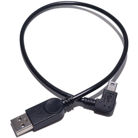 Adaptateur USB vers mini-connecteur en T avec coude à angle droit de 90 degrés pour câbles d'alimentation et de données audio, de navigation et de caméra embarquée de voiture. (1/5)