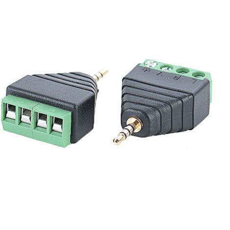 Prise casque mâle 4 pôles 2,5 mm avec connecteur à visser à l'arrière adaptateur audio AUX 2,5 mm (connexion sans soudure). (1/5)