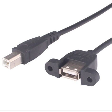 Câble d'extension USB 2.0 B mâle vers USB femelle avec pattes et trous de vis pour la fixation des câbles de panneau et des adaptateurs d'imprimante. (1/5)