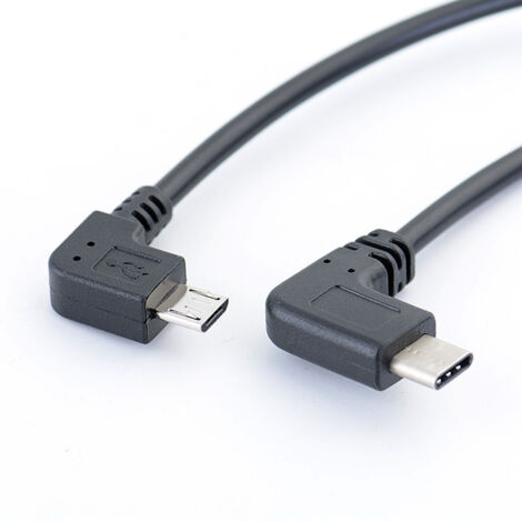 Câble de données OTG micro-USB vers USB-C (droitier) pour connecter des téléphones Android à un DAC/amplificateur/décodeur de casque.
