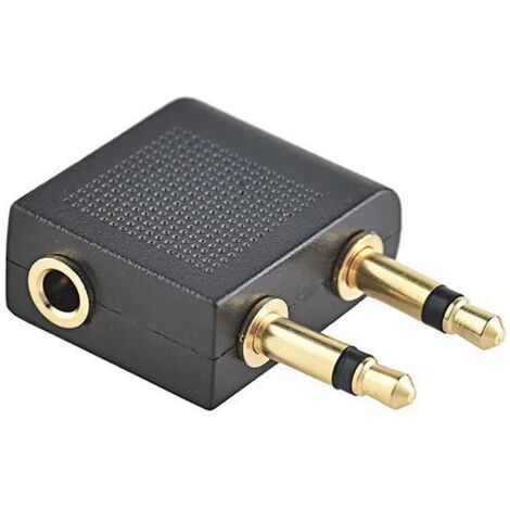 Adaptateur audio 3,5 mm, plaqué or véritable, comprenant une prise femelle 3,5 mm et deux adaptateurs mâles. (1/5)