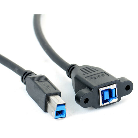 Câble d'extension USB 3.0 droit mâle-femelle avec vis à oreilles pour caméras et imprimantes industrielles. (1/5)