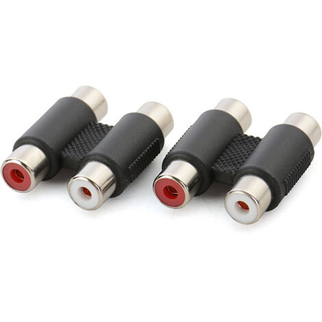 Connecteur d'extension droit AV femelle-femelle, adaptateur de câble audio/vidéo RCA 2 fils rouge et blanc, fiche RCA. (1/5)