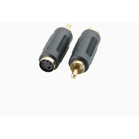 Adaptateur audio plaqué or AV mâle vers S-terminal femelle, adaptateur vidéo RCA mâle vers S-Vidéo femelle. (1/5)
