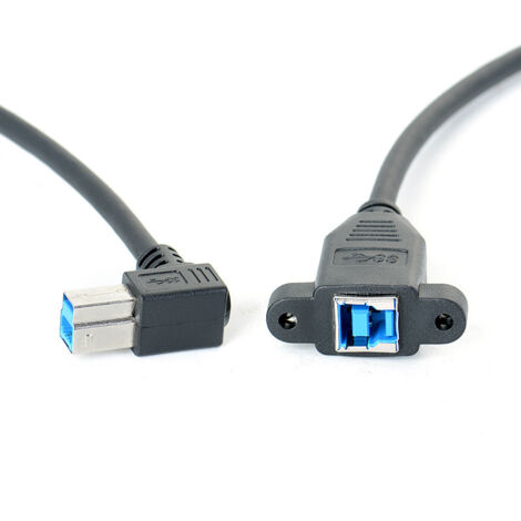 Câble d'extension USB 3.0 coudé mâle-femelle avec vis à oreilles pour caméras et imprimantes industrielles. (1/5)