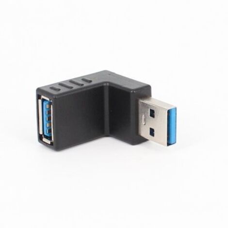 Adaptateur USB mâle vers femelle 3.0 coudé à 90° avec rallonge latérale coudée vers le haut et prise de conversion à angle droit (1/5)