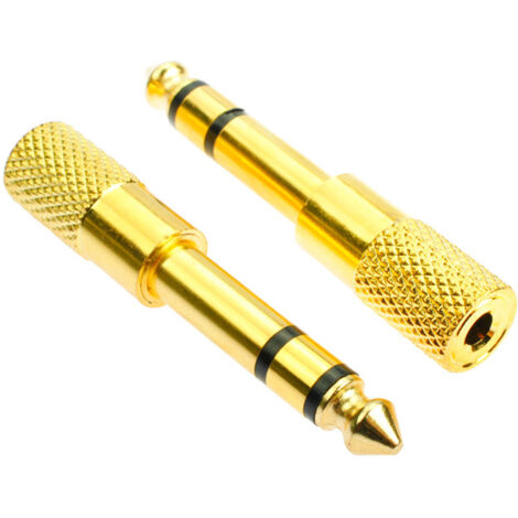 Adaptateur audio plaqué or 6,5 mm mâle vers 3,5 mm femelle pour microphones et amplificateurs. (1/5)