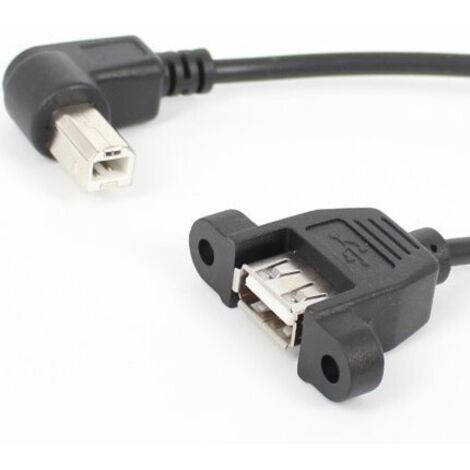 Câble d'extension pour imprimante, coude mâle B à 90° vers USB femelle avec écrou à oreilles pour fixation du câble de charge de données. (1/5)
