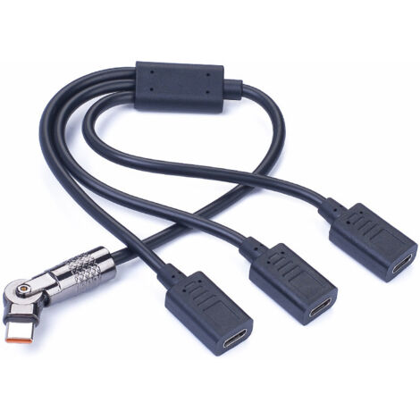 Connecteur mâle Type-C/interrupteur rotatif, 3 connecteurs femelles Type-C, adaptateur 1 vers 3, prend en charge les données IC pour téléphones portables et tablettes, câble de données 3A, câble de ch (1/5)