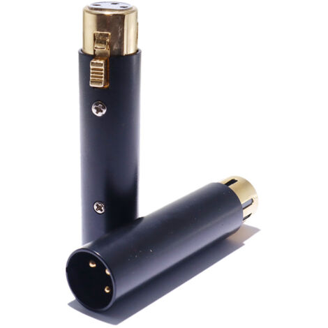 Adaptateur XLR mâle-femelle trois broches noir plaqué or pour consoles de mixage, microphones XLR, adaptateurs audio, fiches femelles-femelles (1/5)