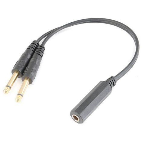 Câble adaptateur audio 1 à 2 6,5 mm plaqué or, en cuivre étamé, femelle 6,35 mm vers 2 x 6,35 mm mâle, pour amplificateurs, tables de mixage et moniteurs. (1/5)