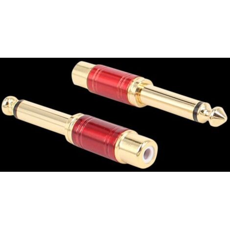 Adaptateur audio couleur 6,5" vers RCA femelle 6,35" plaqué or en cuivre pur pour mélangeur/amplificateur. (1/4)